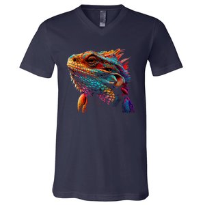 Bearded Dragon Lover Fun Colorful Cool Painting Art Cute Pet V-Neck T-Shirt