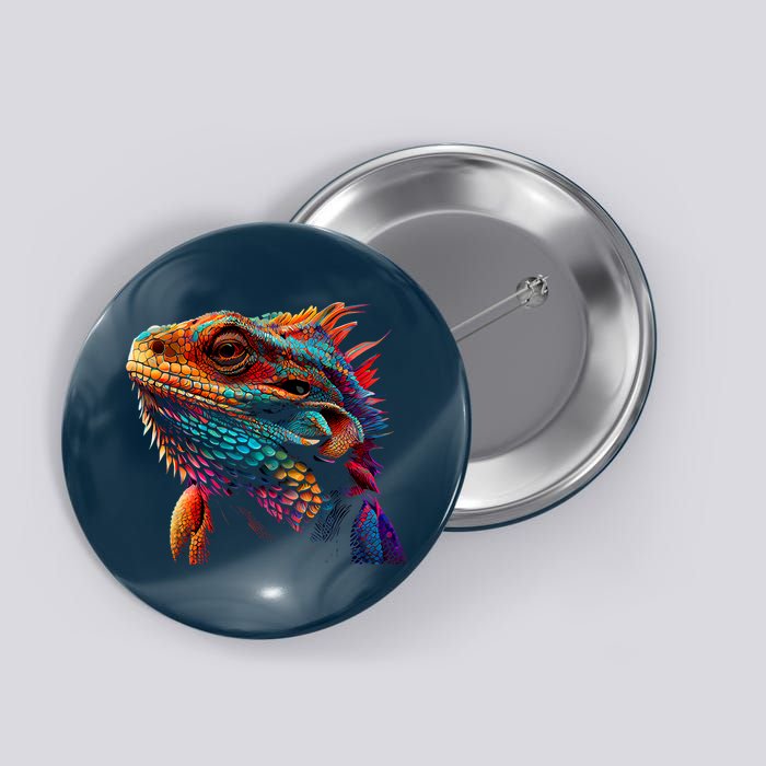 Bearded Dragon Lover Fun Colorful Cool Painting Art Cute Pet Button