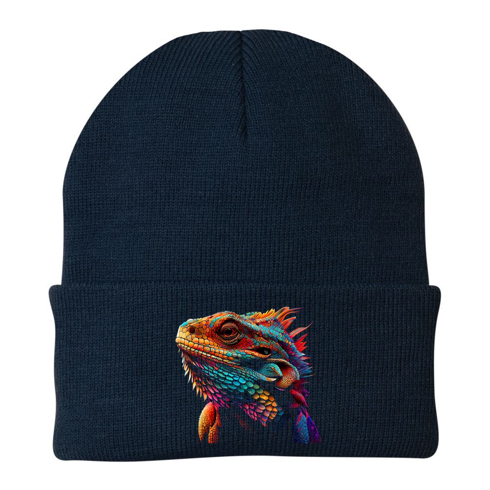 Bearded Dragon Lover Fun Colorful Cool Painting Art Cute Pet Beanie