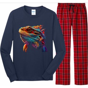 Bearded Dragon Lover Fun Colorful Cool Painting Art Cute Pet Long Sleeve Pajama Set