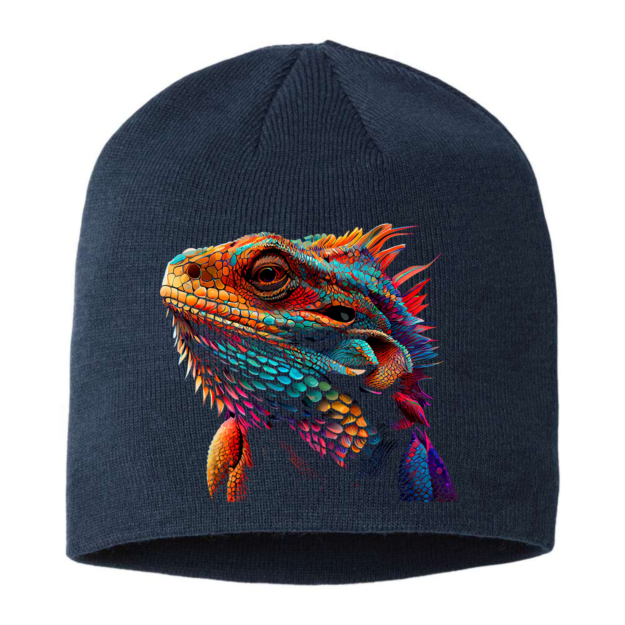 Bearded Dragon Lover Fun Colorful Cool Painting Art Cute Pet Sustainable Beanie