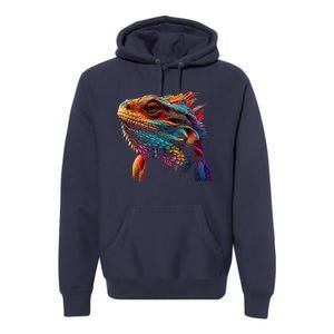 Bearded Dragon Lover Fun Colorful Cool Painting Art Cute Pet Premium Hoodie