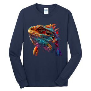 Bearded Dragon Lover Fun Colorful Cool Painting Art Cute Pet Tall Long Sleeve T-Shirt