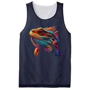 Bearded Dragon Lover Fun Colorful Cool Painting Art Cute Pet Mesh Reversible Basketball Jersey Tank