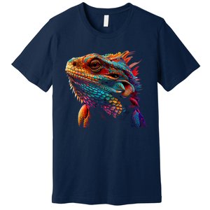 Bearded Dragon Lover Fun Colorful Cool Painting Art Cute Pet Premium T-Shirt