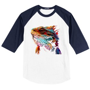 Bearded Dragon Lover Fun Colorful Cool Painting Art Cute Pet Baseball Sleeve Shirt