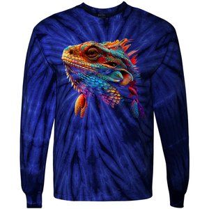 Bearded Dragon Lover Fun Colorful Cool Painting Art Cute Pet Tie-Dye Long Sleeve Shirt