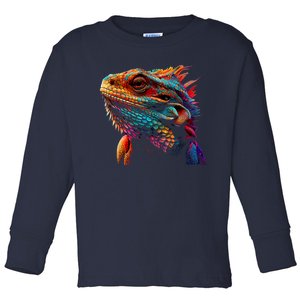 Bearded Dragon Lover Fun Colorful Cool Painting Art Cute Pet Toddler Long Sleeve Shirt