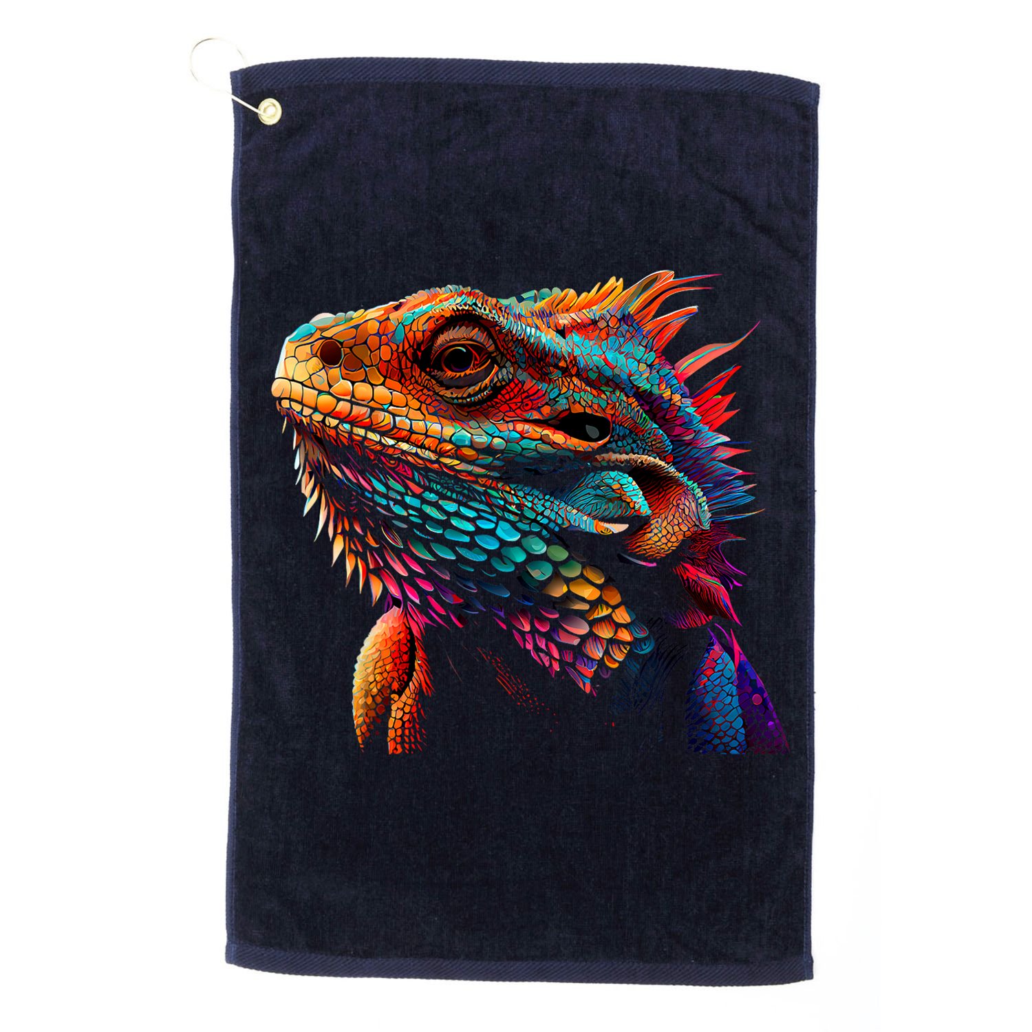 Bearded Dragon Lover Fun Colorful Cool Painting Art Cute Pet Golf Towel