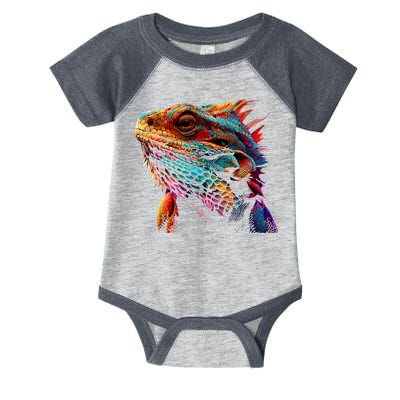 Bearded Dragon Lover Fun Colorful Cool Painting Art Cute Pet Infant Baby Jersey Bodysuit