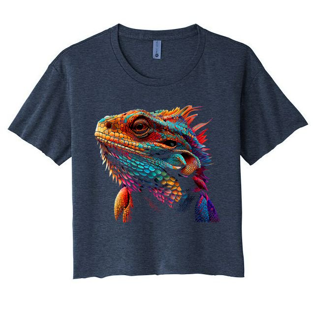 Bearded Dragon Lover Fun Colorful Cool Painting Art Cute Pet Crop Top