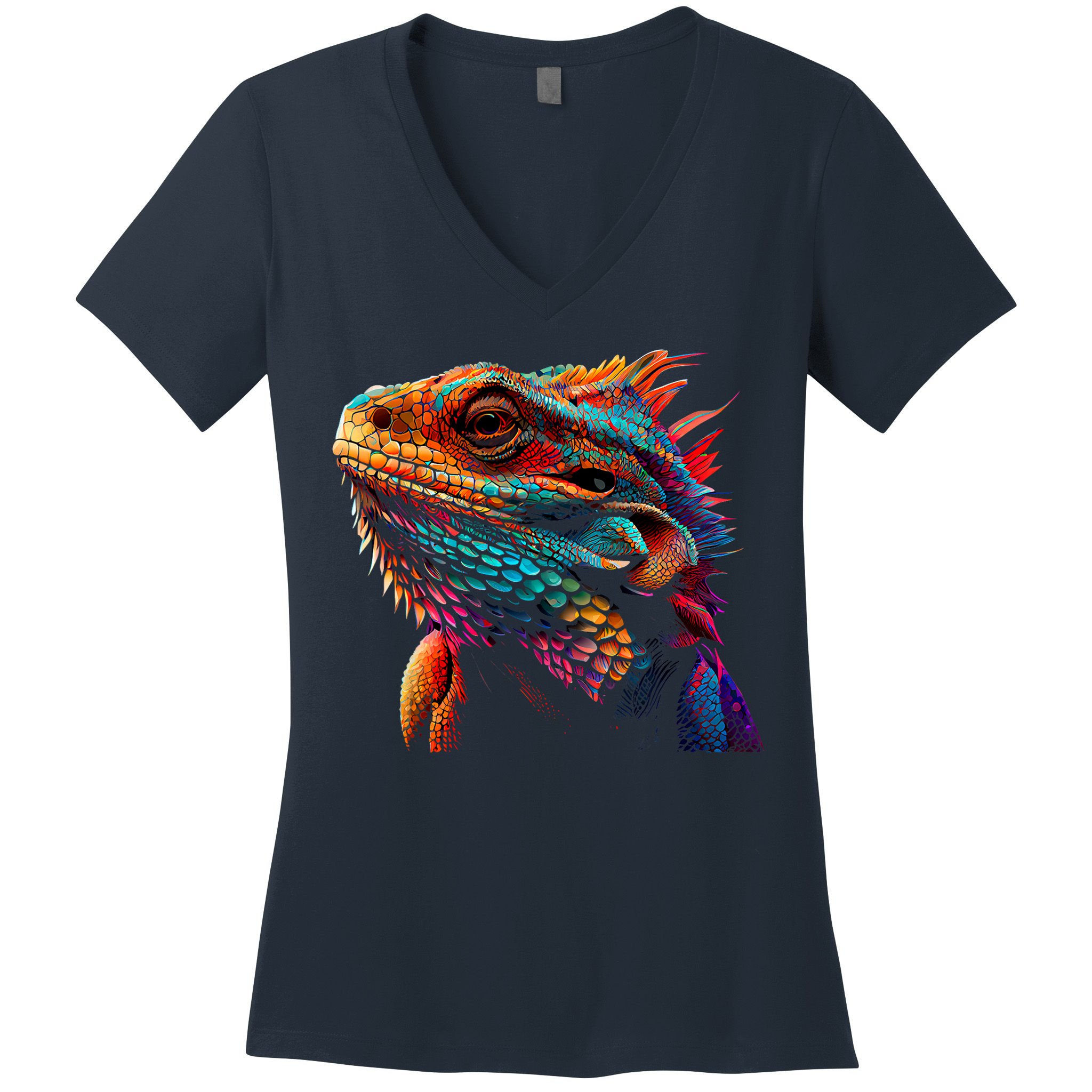 Bearded Dragon Lover Fun Colorful Cool Painting Art Cute Pet Women's V-Neck T-Shirt