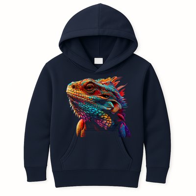 Bearded Dragon Lover Fun Colorful Cool Painting Art Cute Pet Kids Hoodie