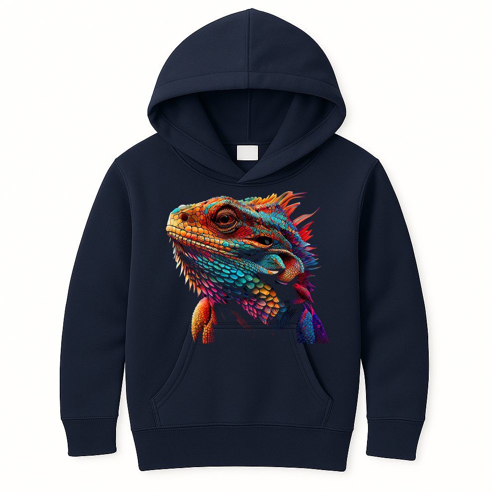 Bearded Dragon Lover Fun Colorful Cool Painting Art Cute Pet Kids Hoodie