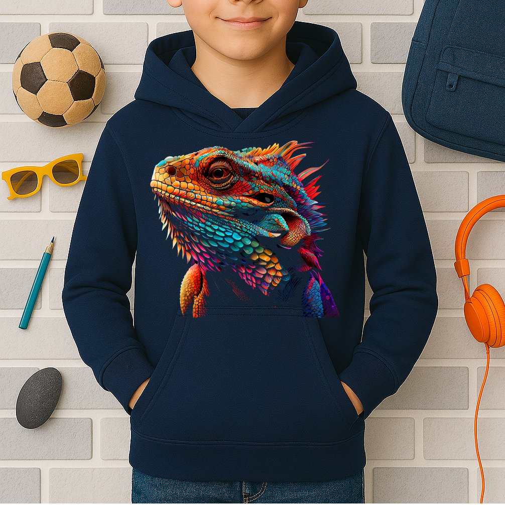 Bearded Dragon Lover Fun Colorful Cool Painting Art Cute Pet Kids Hoodie