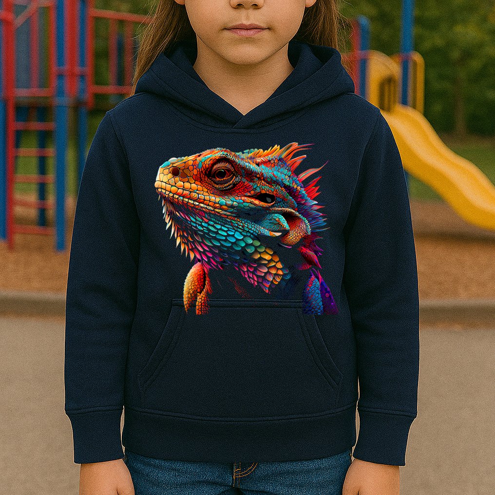 Bearded Dragon Lover Fun Colorful Cool Painting Art Cute Pet Kids Hoodie