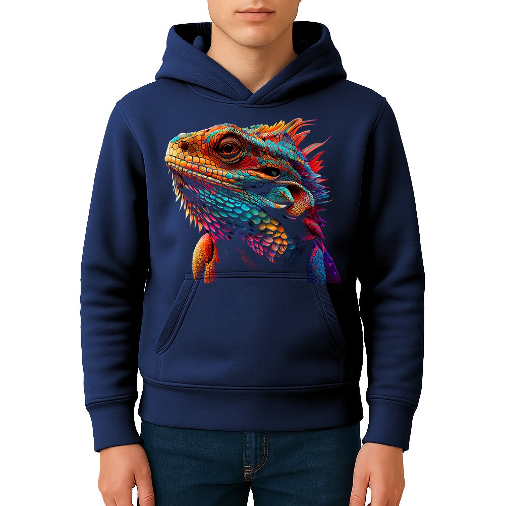 Bearded Dragon Lover Fun Colorful Cool Painting Art Cute Pet Kids Hoodie