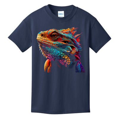 Bearded Dragon Lover Fun Colorful Cool Painting Art Cute Pet Kids T-Shirt