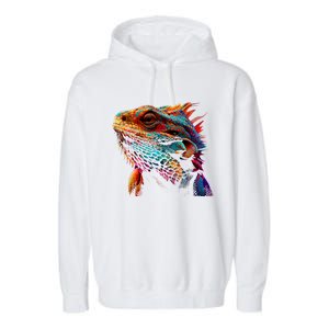 Bearded Dragon Lover Fun Colorful Cool Painting Art Cute Pet Garment-Dyed Fleece Hoodie