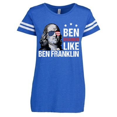 Ben Drankin Like Ben Franklin Merica 4th Of July Design Gift Enza Ladies Jersey Football T-Shirt