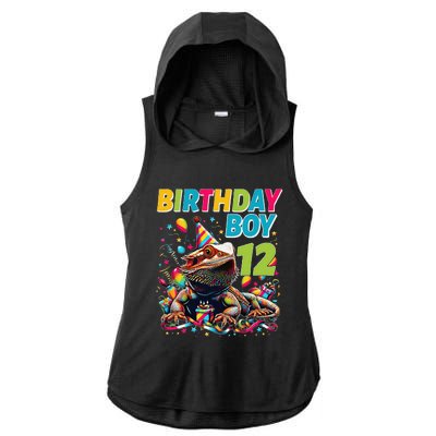 Bearded Dragon Lizard12th Birthday 12 Year Old Ladies PosiCharge Tri-Blend Wicking Draft Hoodie Tank