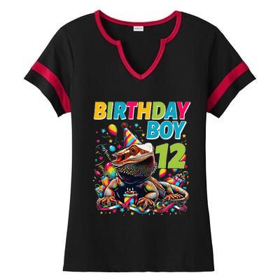 Bearded Dragon Lizard12th Birthday 12 Year Old Ladies Halftime Notch Neck Tee