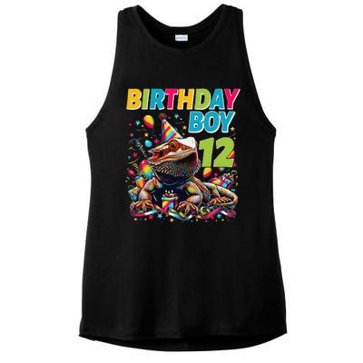 Bearded Dragon Lizard12th Birthday 12 Year Old Ladies PosiCharge Tri-Blend Wicking Tank