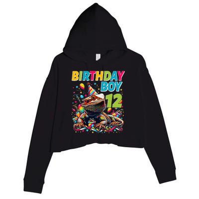 Bearded Dragon Lizard12th Birthday 12 Year Old Crop Fleece Hoodie