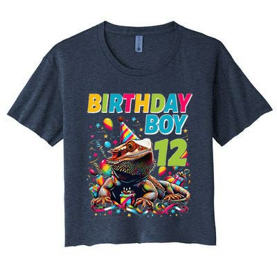 Bearded Dragon Lizard12th Birthday 12 Year Old Women's Crop Top Tee