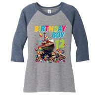 Bearded Dragon Lizard12th Birthday 12 Year Old Women's Tri-Blend 3/4-Sleeve Raglan Shirt