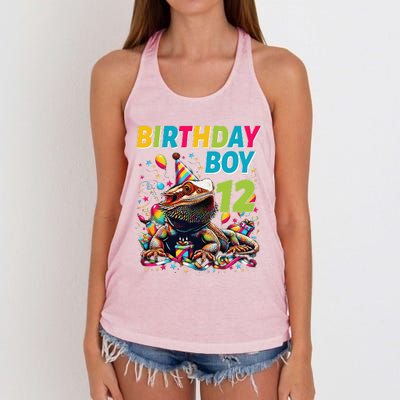 Bearded Dragon Lizard12th Birthday 12 Year Old Women's Knotted Racerback Tank