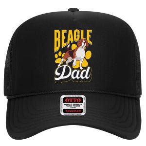 Beagle Dad Lover Puppy Beagles Dog Father Daddy Papa High Crown Mesh Back Trucker Hat