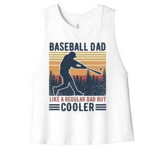 Baseball Dad Like A Regular Dad But Cooler Baseball Lover Great Gift Women's Racerback Cropped Tank