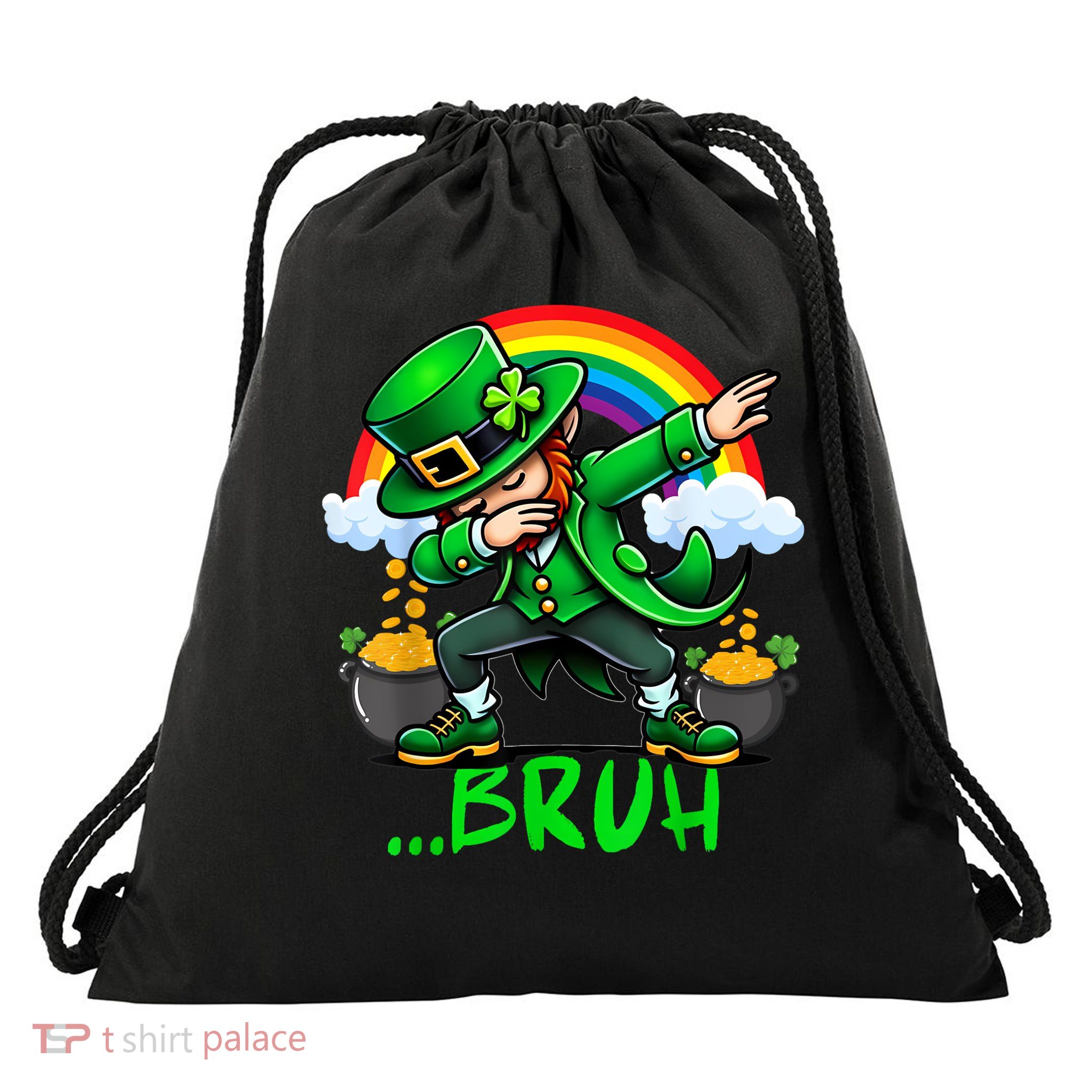 Bruh Dabbing Leprechaun Funny St Patricks Day  Drawstring Bag