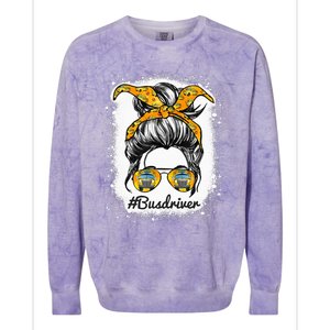 Bus Driver Life Messy Bun Hair Cute School Bus Driver Colorblast Crewneck Sweatshirt