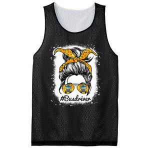 Bus Driver Life Messy Bun Hair Cute School Bus Driver Mesh Reversible Basketball Jersey Tank