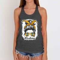 Bus Driver Life Messy Bun Hair Cute School Bus Driver Women's Knotted Racerback Tank