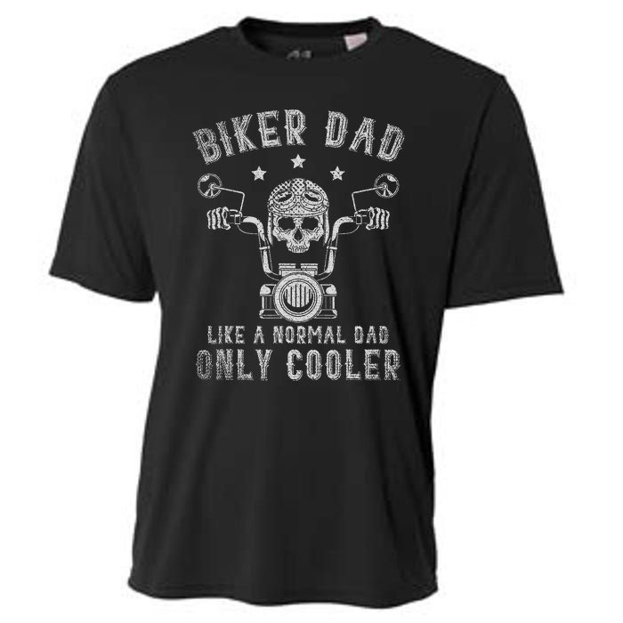 Biker Dad Like A Normal Dad Only Cooler Biking Skull Biker Cooling Performance Crew T-Shirt