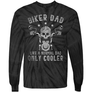 Biker Dad Like A Normal Dad Only Cooler Biking Skull Biker Tie-Dye Long Sleeve Shirt