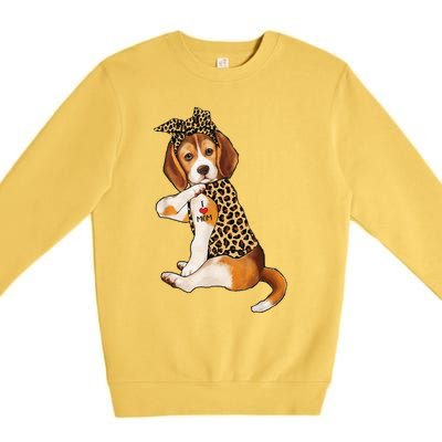 Beagle Dog Lover Tee I Love Mom Tattoo Leopard Mothers Day Premium Crewneck Sweatshirt