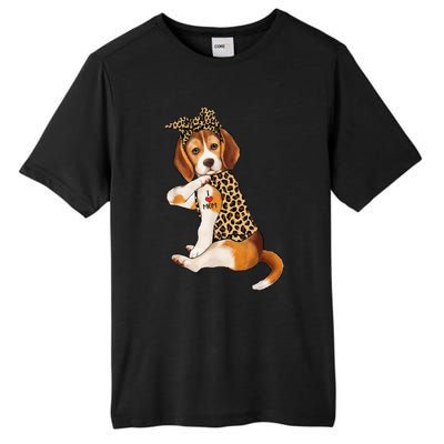 Beagle Dog Lover Tee I Love Mom Tattoo Leopard Mothers Day Tall Fusion ChromaSoft Performance T-Shirt