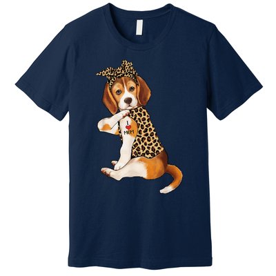 Beagle Dog Lover Tee I Love Mom Tattoo Leopard Mothers Day Premium T-Shirt