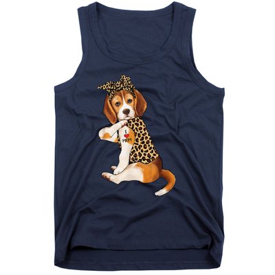 Beagle Dog Lover Tee I Love Mom Tattoo Leopard Mothers Day Tank Top