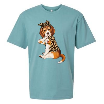 Beagle Dog Lover Tee I Love Mom Tattoo Leopard Mothers Day Sueded Cloud Jersey T-Shirt