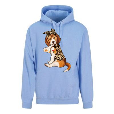 Beagle Dog Lover Tee I Love Mom Tattoo Leopard Mothers Day Unisex Surf Hoodie