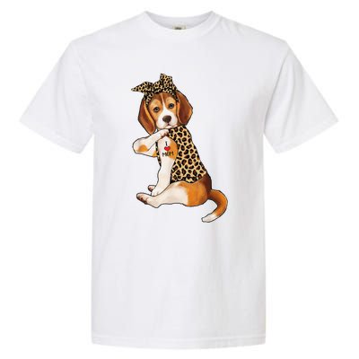 Beagle Dog Lover Tee I Love Mom Tattoo Leopard Mothers Day Garment-Dyed Heavyweight T-Shirt