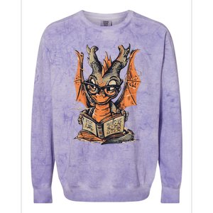 Bookworm Dragon Little Reader Colorblast Crewneck Sweatshirt