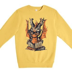 Bookworm Dragon Little Reader Premium Crewneck Sweatshirt