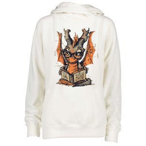 Bookworm Dragon Little Reader Womens Funnel Neck Pullover Hood