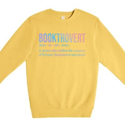 Booktrovert Definition Librarian Book Lovers Gift Premium Crewneck Sweatshirt